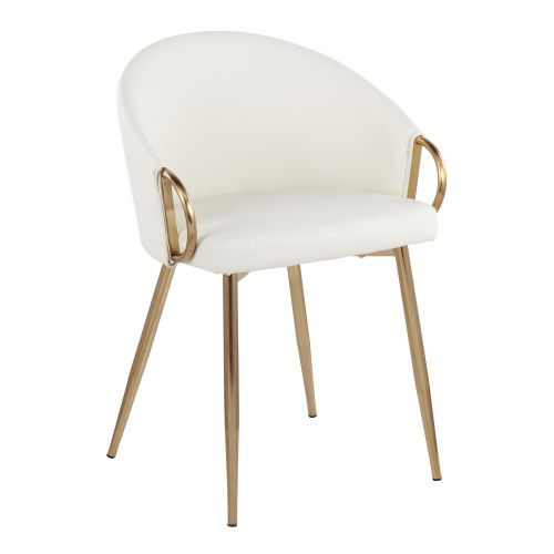 Claire Chair (White Faux Leather + Gold Metal)